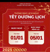 THÔNG BÁO LỊCH NGHỈ TẾT DƯƠNG LỊCH