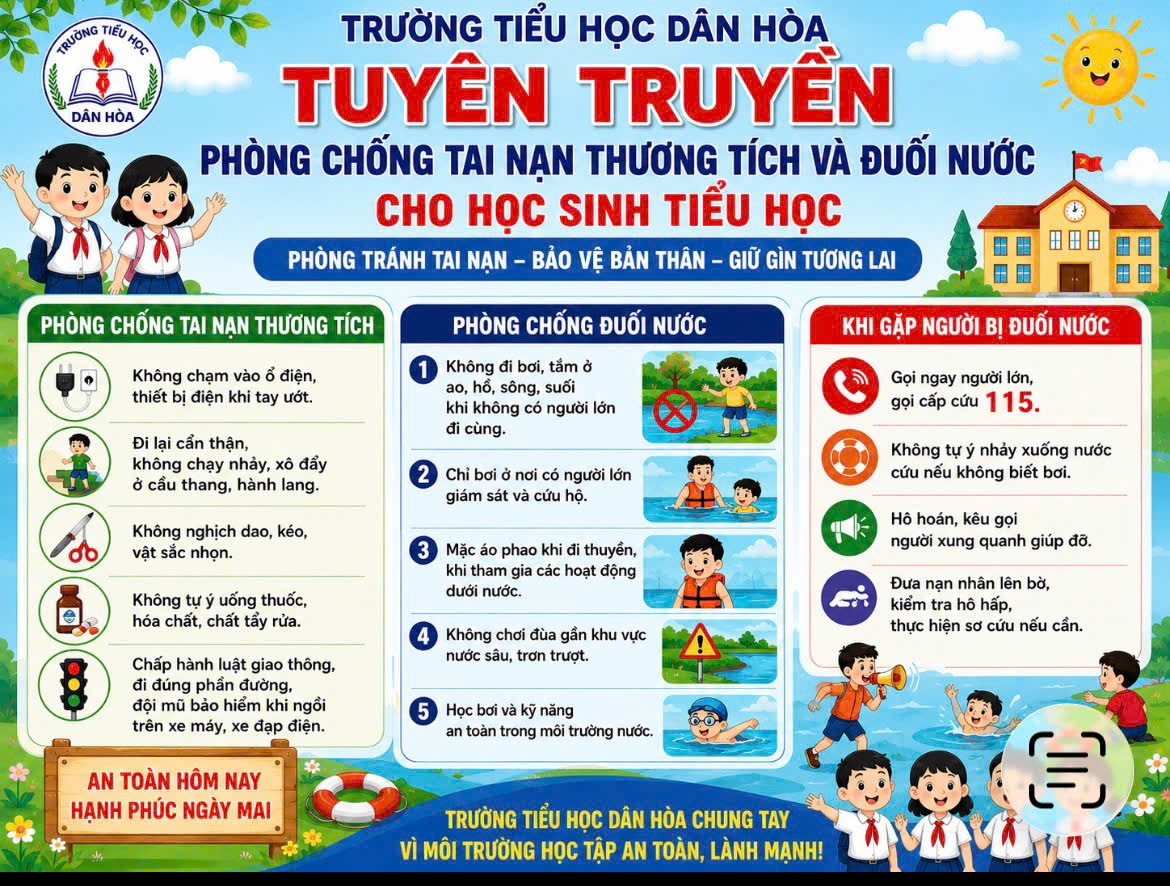 TUYÊN TRUYỀN PHÒNG, CHỐNG TAI NẠN THƯƠNG TÍCH VÀ ĐUỐI NƯỚC CHO HỌC SINH NĂM 2026