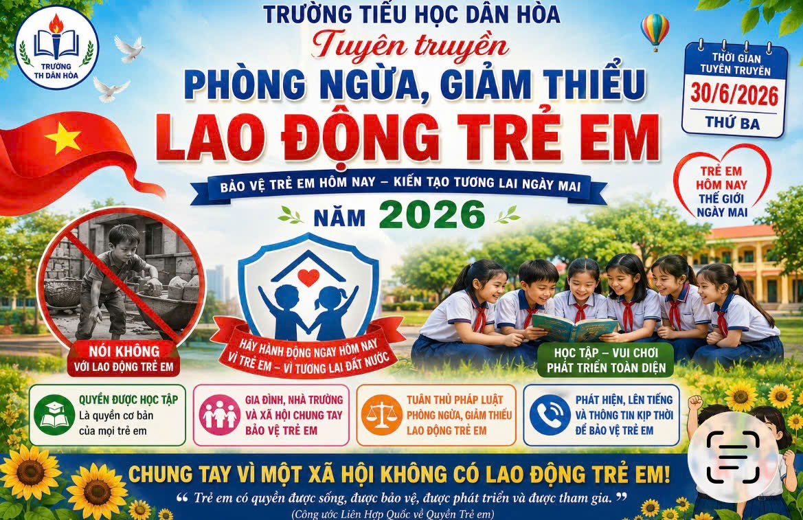 TUYÊN TRUYỀN PHÒNG NGỪA, GIẢM THIỂU LAO ĐỘNG TRẺ EM NĂM 2026